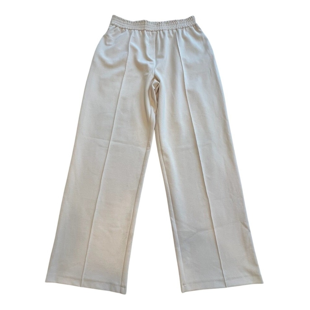 TopShop Waffle Knit Trousers Womens 10 High Waisted Front Pleated Pull On Long